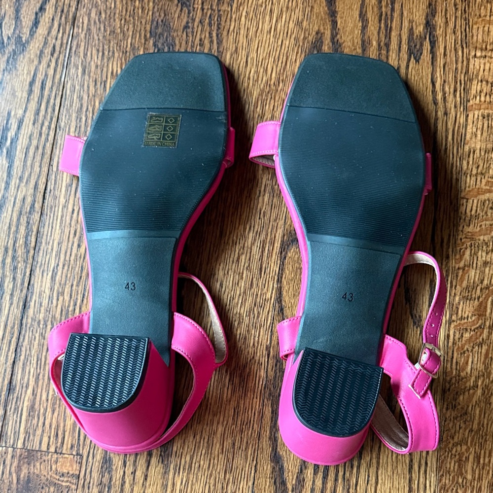 B33 Chic Fuchsia Women's 43 Adjustable Strap Sandals Block Heel - Picture 4 of 6